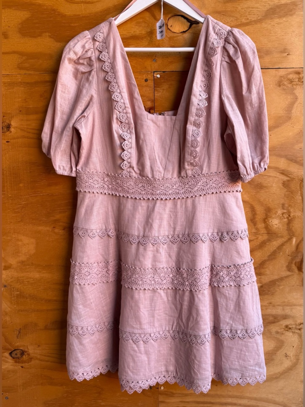 NWT Pink Tiered Mini Dress Puff Sleeve - Picture 7 of 9